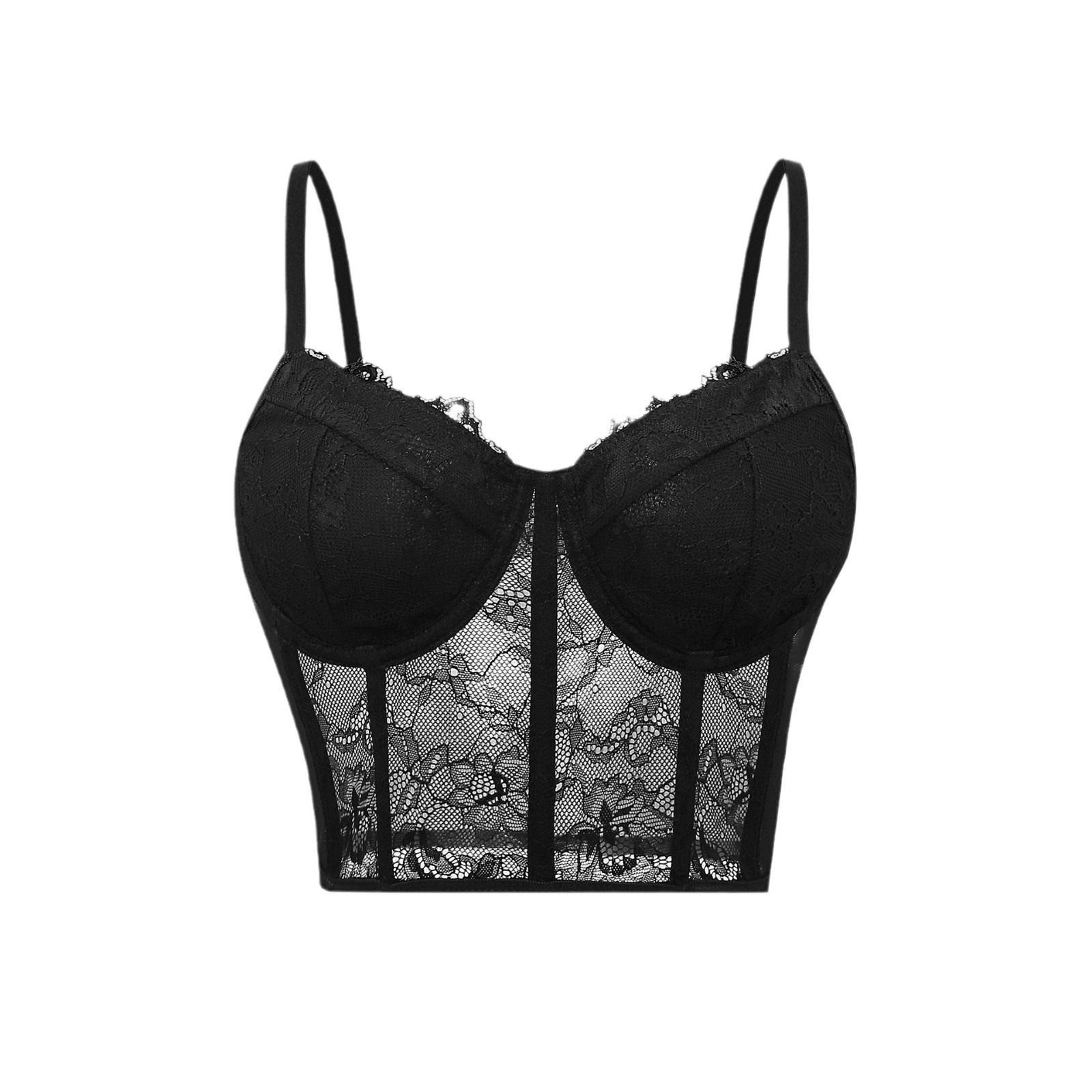 Sheer Mesh Bra - Sexy Schwarz Halbtransparent BH Mesh Push