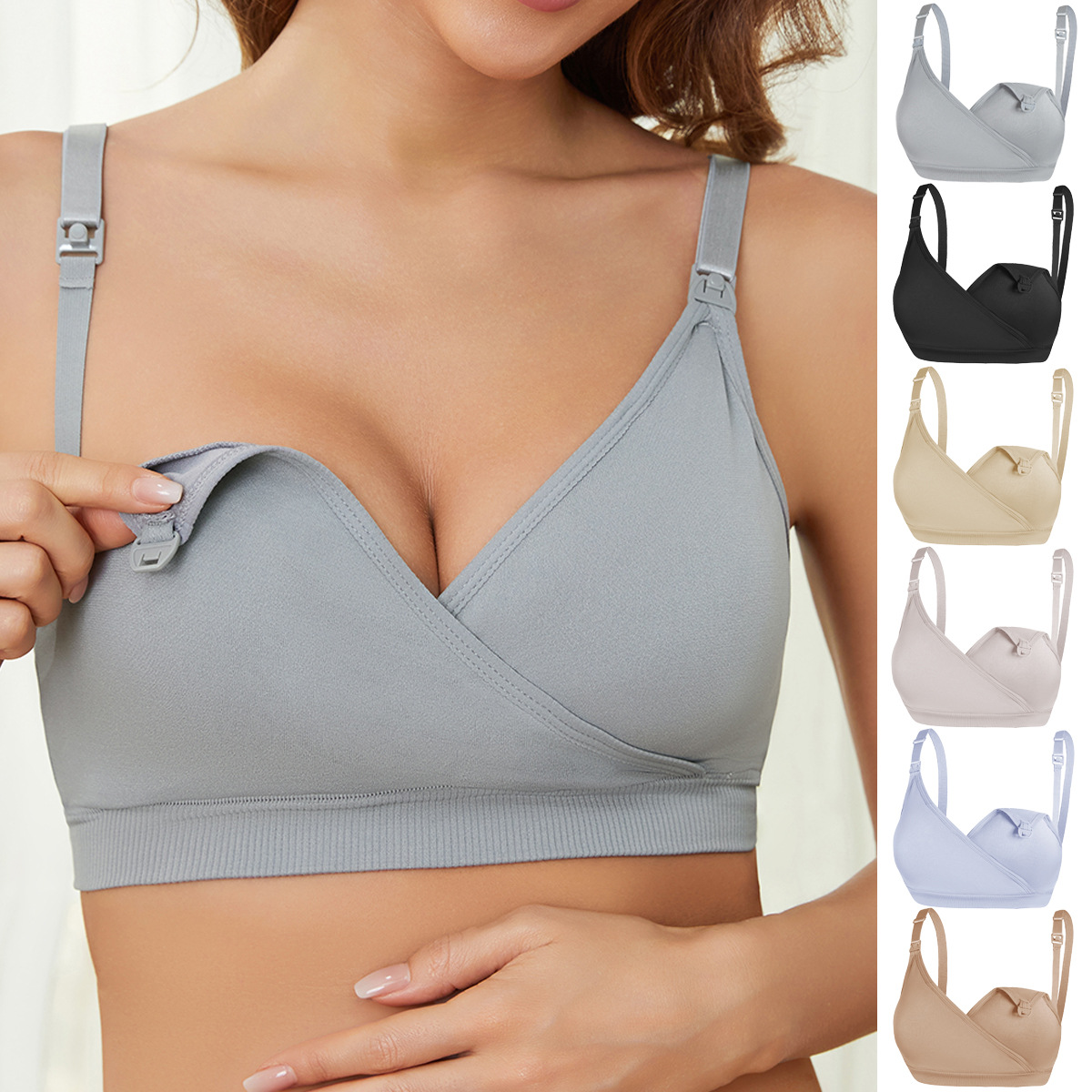 Nursing Bra Clip - Drahtloser Schwangerschafts-Still-BH, Nylon, nahtloser Frontverschluss, Stillen,