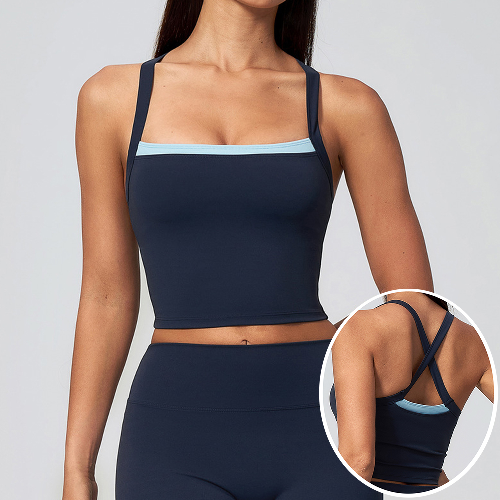 Plunge Bra Push Up - Damen Criss-Cross-Rücken Yoga Tanktop Push-Up Sport-BH