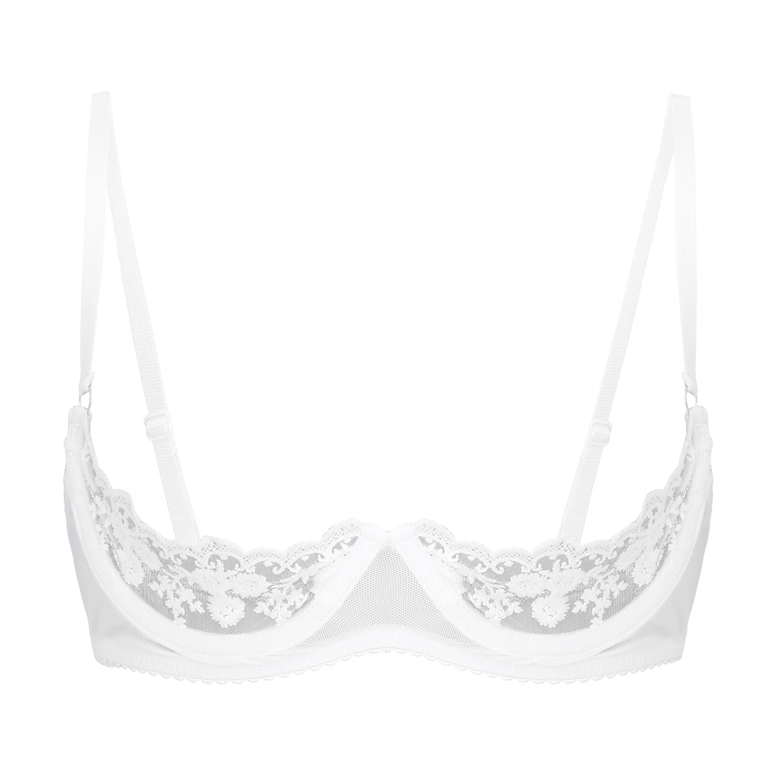 Sheer Mesh Bra - Sexy Halbschalen-BHs für Damen, offener Nippel,