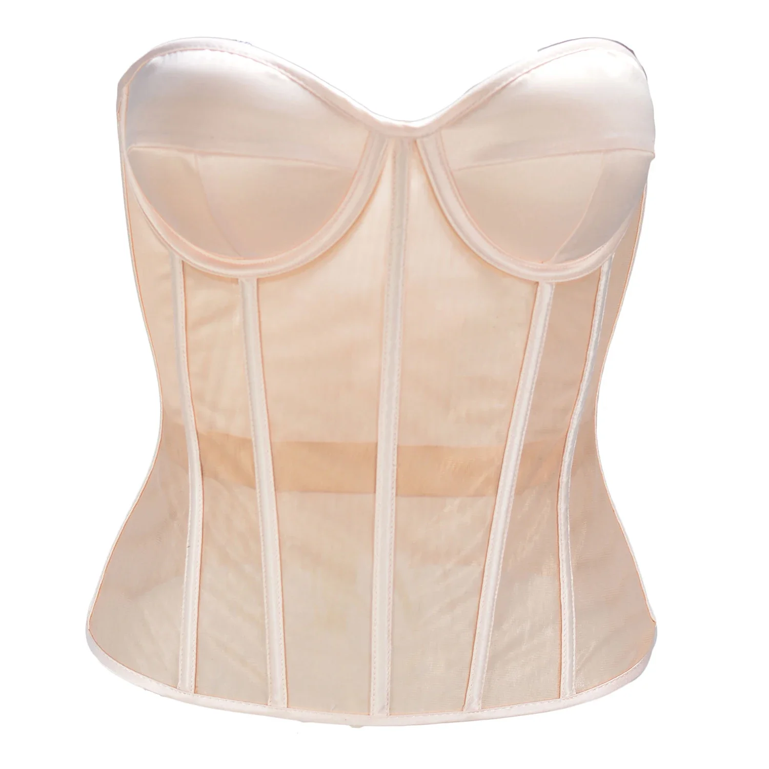 Sheer Mesh Bra - Bauchkorsett, doppellagig, transparent, Netzstoff, atmungsaktiv, Bustiers